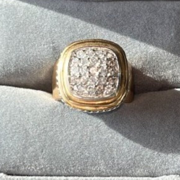 VINTAGE 18K Yellow Gold Plated Clear CZ Cocktail Ring (Size 5.5) - EUC - Picture 1 of 8